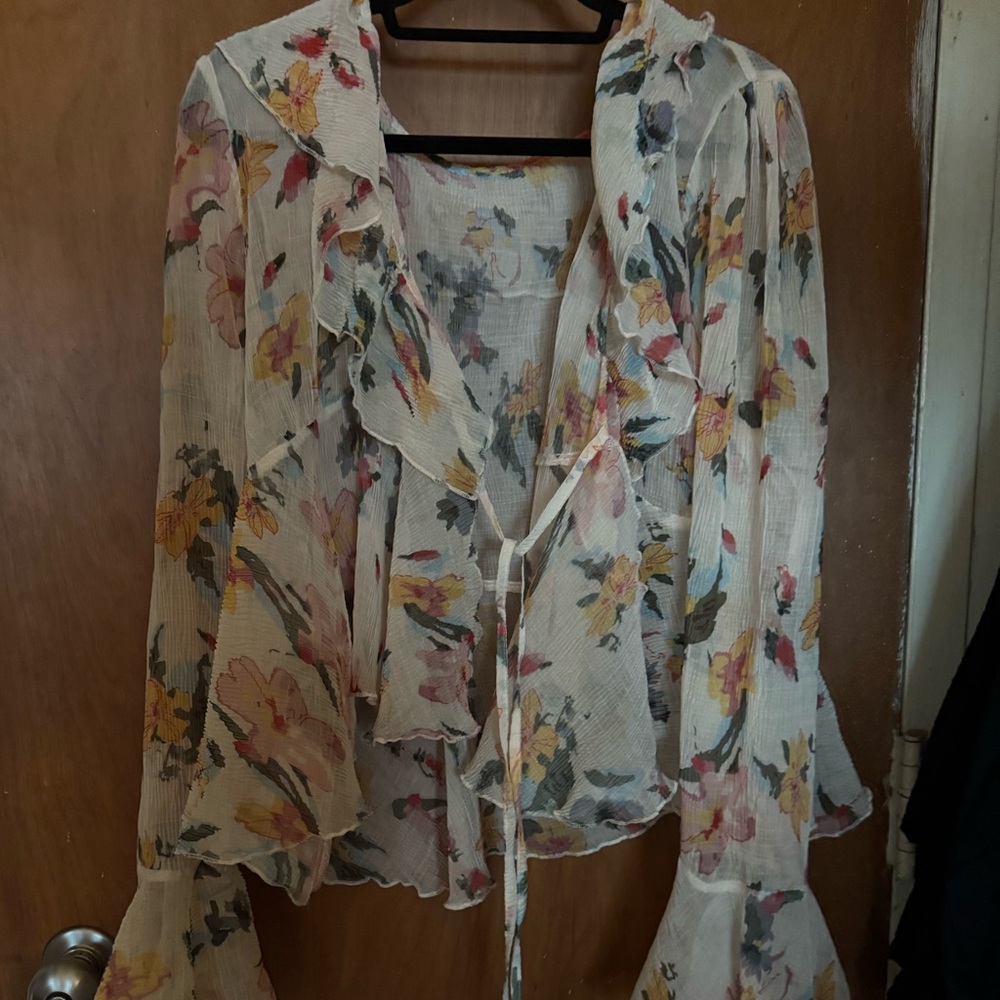 SHEIN Cream Blouse Elegant Top